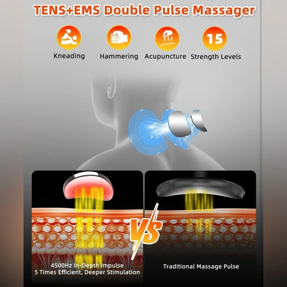 Wireless Heated Neck Stretcher & Pulse Massager, Pain Relief, Rechargeable -NWOT - Picture 2 of 13